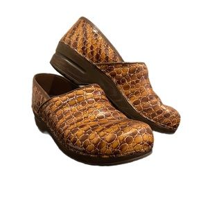 SANITA Danish Clogs Tiger Croc Print Glitter Leather Women's Size US 9.5/EU 41